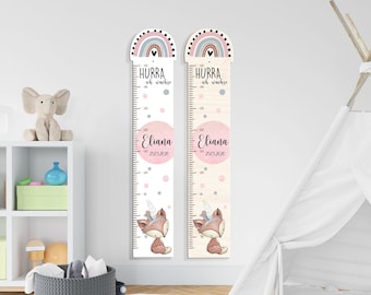 Bâton de mesure personnalisé 65 -150 cm en bois/aluminium pour enfant, avec nom et motif, barre de mesure, cadeau de baptême, chambre d'enfant, anniversaire