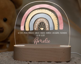 Personalisierte Regenbogen Nachtlampe aus Acryl, Babygeschenk Geburt, Taufgeschenk, Kinderzimmer, Geburtstagsgeschenk, Nachttischlampe