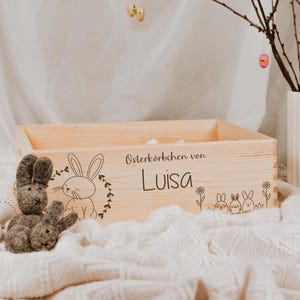 Osterkiste mit Name personalisiert, Osterkörbchen Holz, Osternest, Ostergeschenk Kind, Osterbox personalisiert, Ostern Geschenk