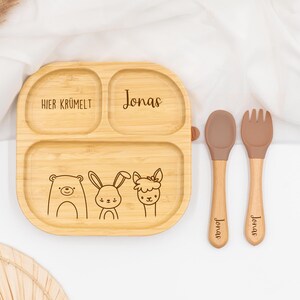 Piatto per bambini personalizzato, piatto per bambini in bambù, regalo per neonati, piatto per neonati, battesimo, nascita, regali per bambini, bambini e neonati, kidsmood