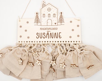 Personalisierter Adventskalender mit Name, Weihnachten, Adventskalender aus Holz, weihnachtskalender,  Adventskalender zum befüllen, Kinder