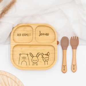 Piatti per bambini personalizzati, piatti in bambù per neonati, regali per neonati, piatti per neonati, battesimo, nascita, regali per bambini, bambini e neonati, kidsmood