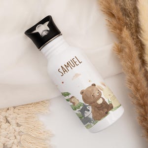 Drinking bottle personalized with name, children&#39;s drinking bottle stainless steel 500ml, kindergarten bottle with drinking straw, school enrollment gift, daycare