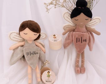 Zahnfee Personalisiert Set Kuscheltier + Milchzahndose – Zahnfee Puppe mit Namen – Kindergeschenk Zahnwechsel Erster Milchzahn