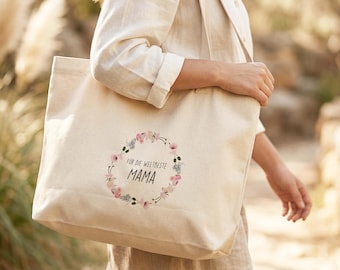 Leinen-Optik Mama Tasche,Muttertagsgeschenk,Shopper,Geschenk Geburt, Stofftasche Mama, Strandtasche,Mama Kliniktasche,Geburtstag Mama Oma