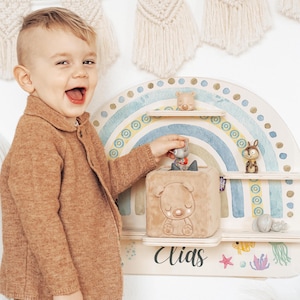Tonieregal personalisiert mit Name für 15 Figuren & Toniebox aus Holz, Toniebox Regal, Regal für Toniebox, Kinderzimmer Deko, Baby Geschenk
