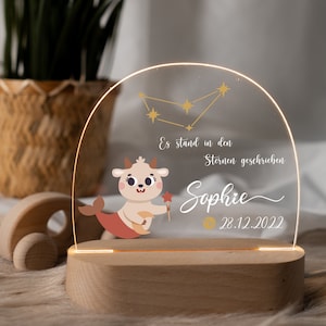 Lampada da notte personalizzata con segno zodiacale in acrilico, regalo nascita bambino, regalo battesimo, cameretta dei bambini, regalo compleanno, lampada da comodino