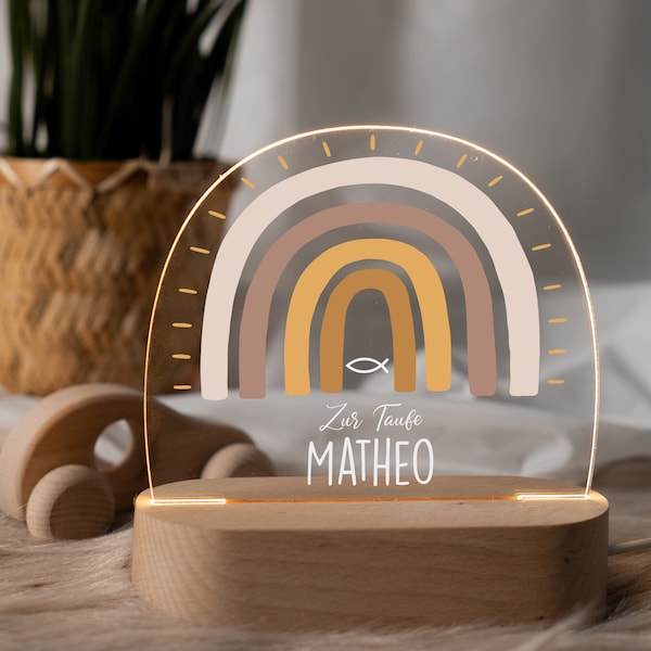 Lampada da notte arcobaleno personalizzata in acrilico, regalo per neonati, regalo per battesimo, regalo per la cameretta dei bambini, regalo di compleanno, lampada da comodino
