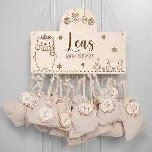 Personalized Advent calendar with name, Christmas, wooden Advent calendar, Advent, jute bag, Advent calendar to fill, children
