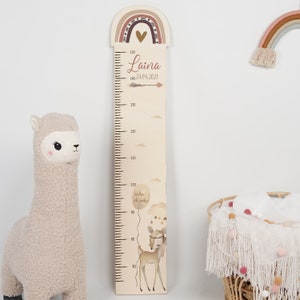 Messlatte personalisiert Reh 65 -150cm aus Aluverbund/Holz für Kinder, mit Name und Motiv, Messleiste, Taufgeschenk, Kinderzimmer,Geburtstag
