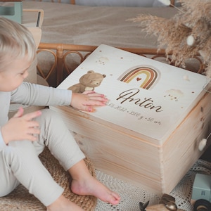 Caja de recuerdos de bebé personalizada con nombre, regalo de nacimiento, regalo de bautizo, caja de recuerdos bebé, regalo de bebé niña niño, caja de recuerdos