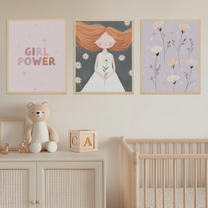 Poster Mädchen 3er-Set Kinderzimmer, Mutmach Poster, Babyzimmer Deko, Wandbilder, Wandbild, Babygeschenk, Affirmationsposter