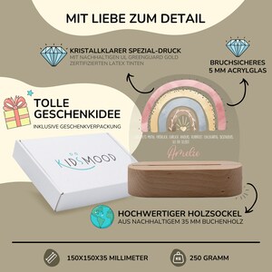 Spersonalizowana tęczowa lampka nocna wykonana z akrylu, prezent dla dziecka z okazji narodzin, chrztu, do pokoju dziecięcego, prezent urodzinowy, lampka nocna zdjęcie 6
