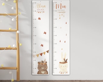 Mètre à mesurer personnalisé 65 -150 cm en aluminium/bois pour enfant, avec nom et motif, barre de mesure, cadeau de baptême, chambre d'enfant, anniversaire