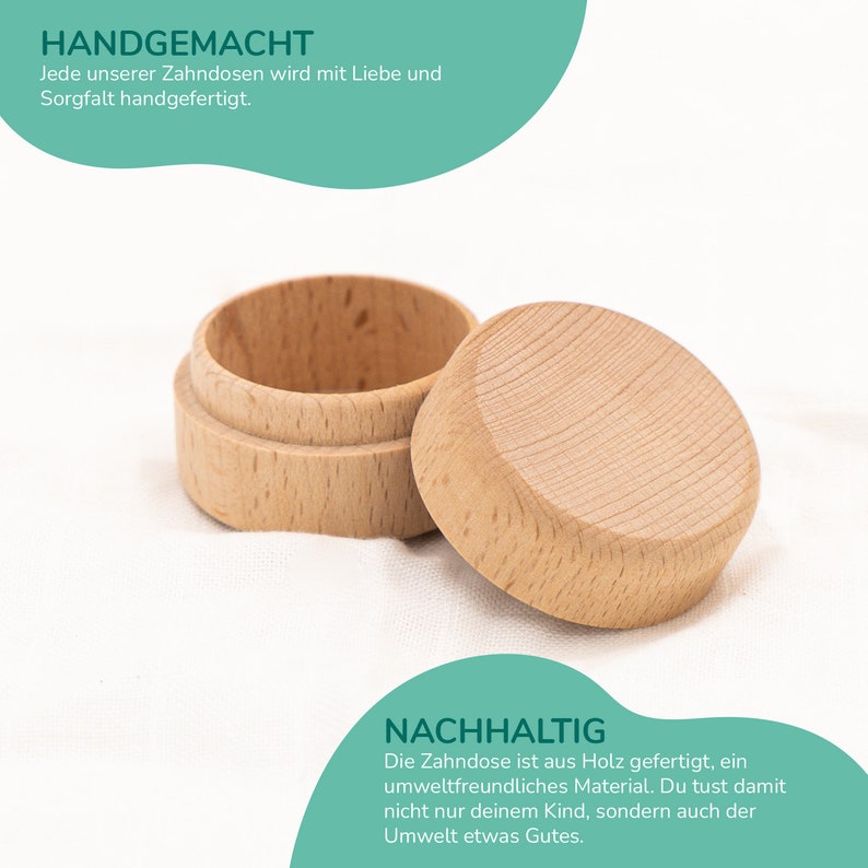 Milchzahndose personalisiert aus Holz mit Zahndose Zahnfee Münze, Zahndose für Milchzähne mit Namen, Geschenk Bild 6