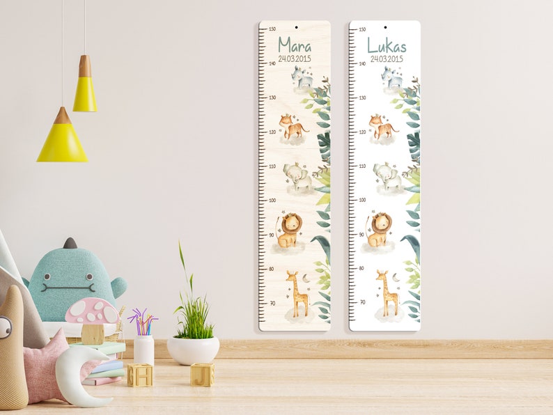 Tige à mesurer personnalisée 65 150 cm en bois, personnalisée avec nom et motif, toise à mesurer, cadeau de baptême, chambre d'enfant, anniversaire Kidsmood image 2