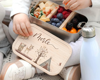 Personalisierte Brotdose mit Name, Edelstahl Lunchbox für Kinder Erwachsene, Brotdose Kinder, Vesperdose, Geschenk Kita Schule, Einschulung