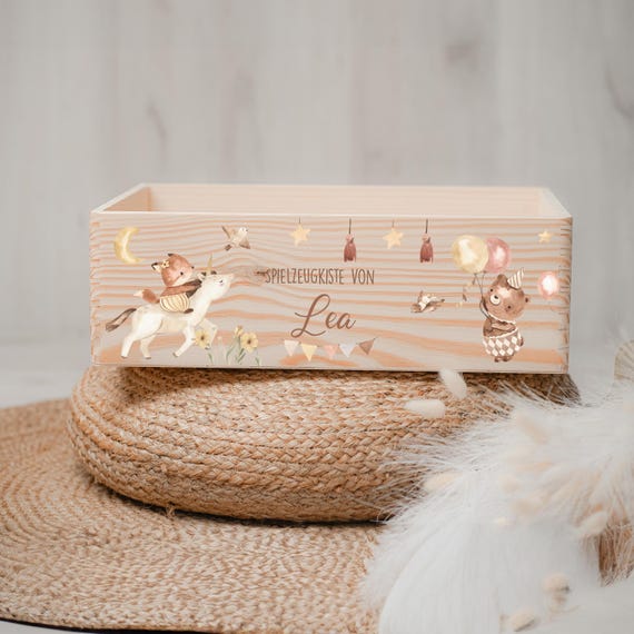 Kidsmood Personalisierte Spielzeugkiste Aus Holz - Aufbewahrungsbox Mit Wunschnamen Für Kinderzimmer