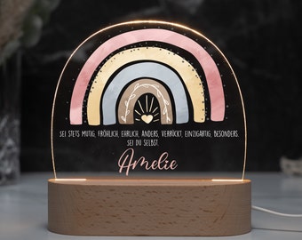 Personalisierte Regenbogen Nachtlampe aus Acryl, Babygeschenk Geburt, Taufgeschenk, Kinderzimmer, Geburtstagsgeschenk, Nachttischlampe