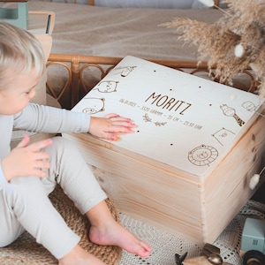 Caja de recuerdos de bebé personalizada con nombre, regalo de nacimiento, regalo de bautizo, caja de recuerdos de bebé, regalo de bebé niña niño, caja de recuerdos