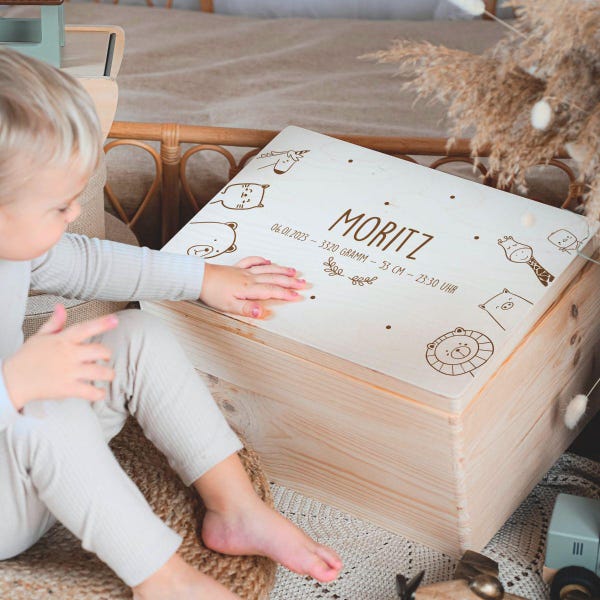 Personalized baby memory box with name, gift for birth, christening gift, baby keepsake box, baby gift for girls and boys, memory box