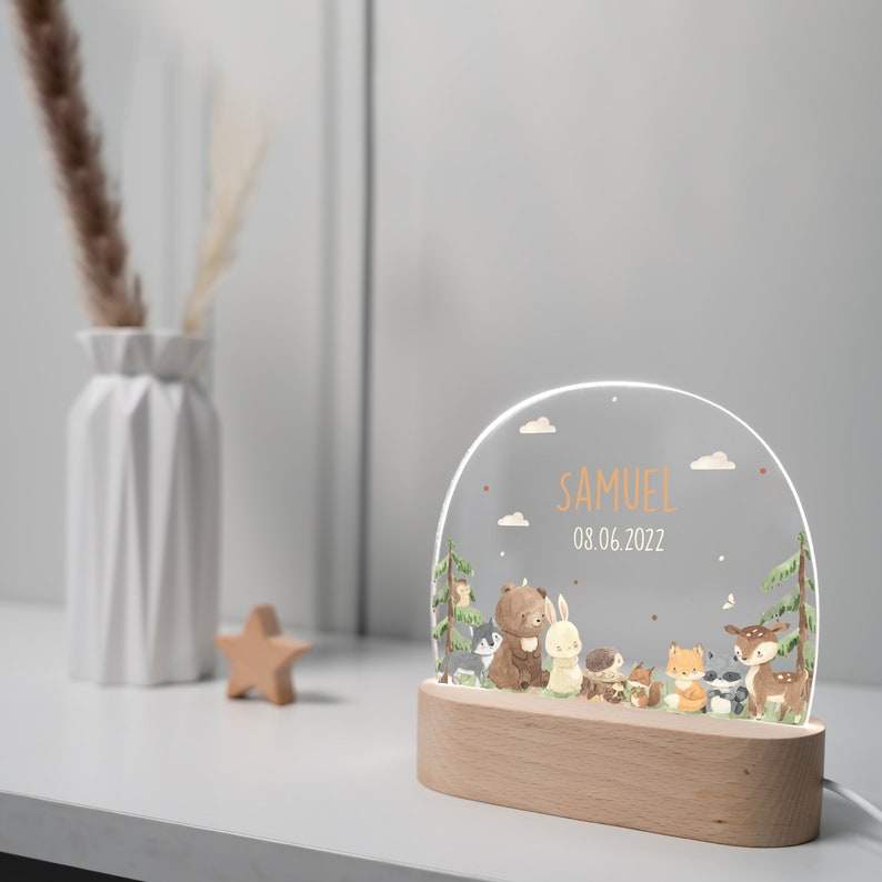 Personalized rainbow night lamp made of acrylic, baby gift birth, baptism gift, children's room, birthday gift, bedside lamp image 4