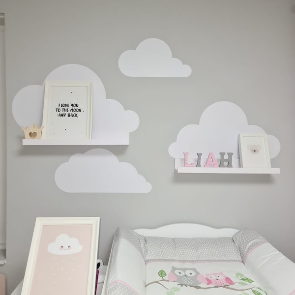 4 Wolkensticker, Wandsticker, Wandtattoo, Sticker, Babyzimmer, Kinderzimmer, Wandgestaltung, Einrichtungsideen, Wandaufkleber, selbstklebend