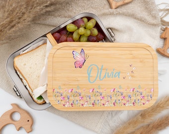 Personalized lunch box for children - stainless steel lunch box with name, snack box for baby kids, ideal for kindergarten & school