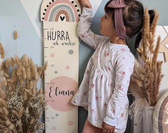 Personalized growth chart 65-150 cm made of wood/aluminum for children, with name and motif, measuring stick, christening gift, children's room, birthday