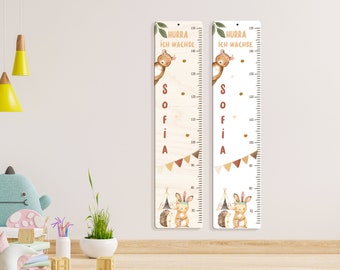 Mètre à mesurer personnalisé 65 -150 cm en aluminium/bois pour enfant, avec nom et motif, barre de mesure, cadeau de baptême, chambre d'enfant, anniversaire