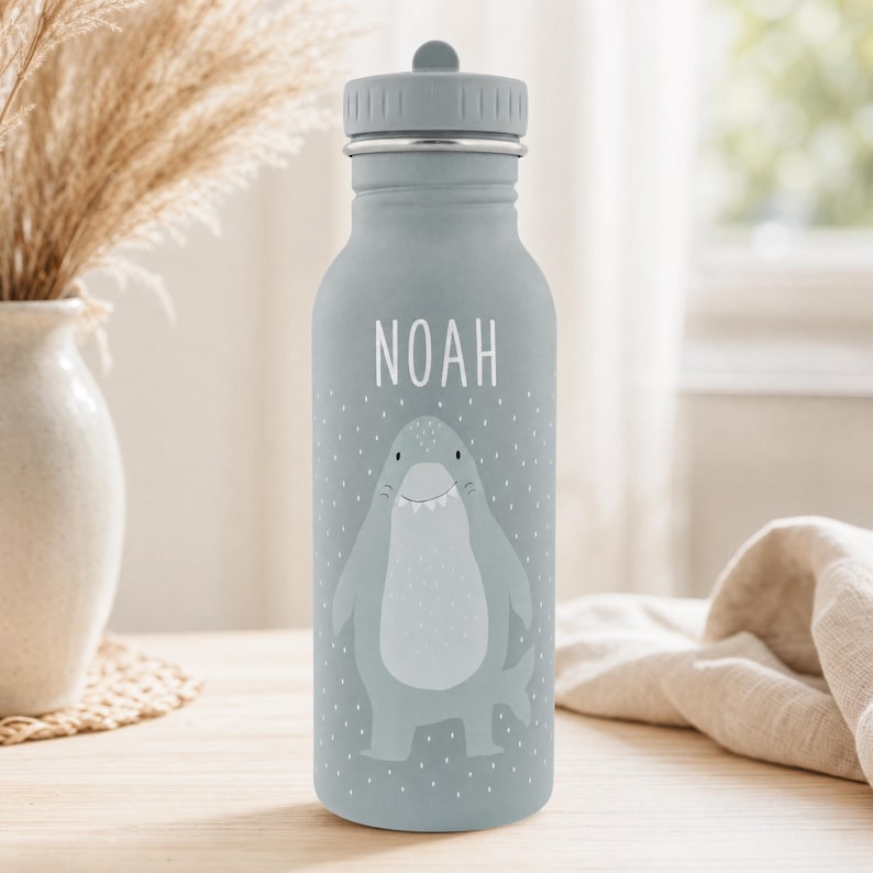 Einhorn Trinkflasche personalisiert mit Name aus Edelstahl, für Mädchen zur Einschulung
