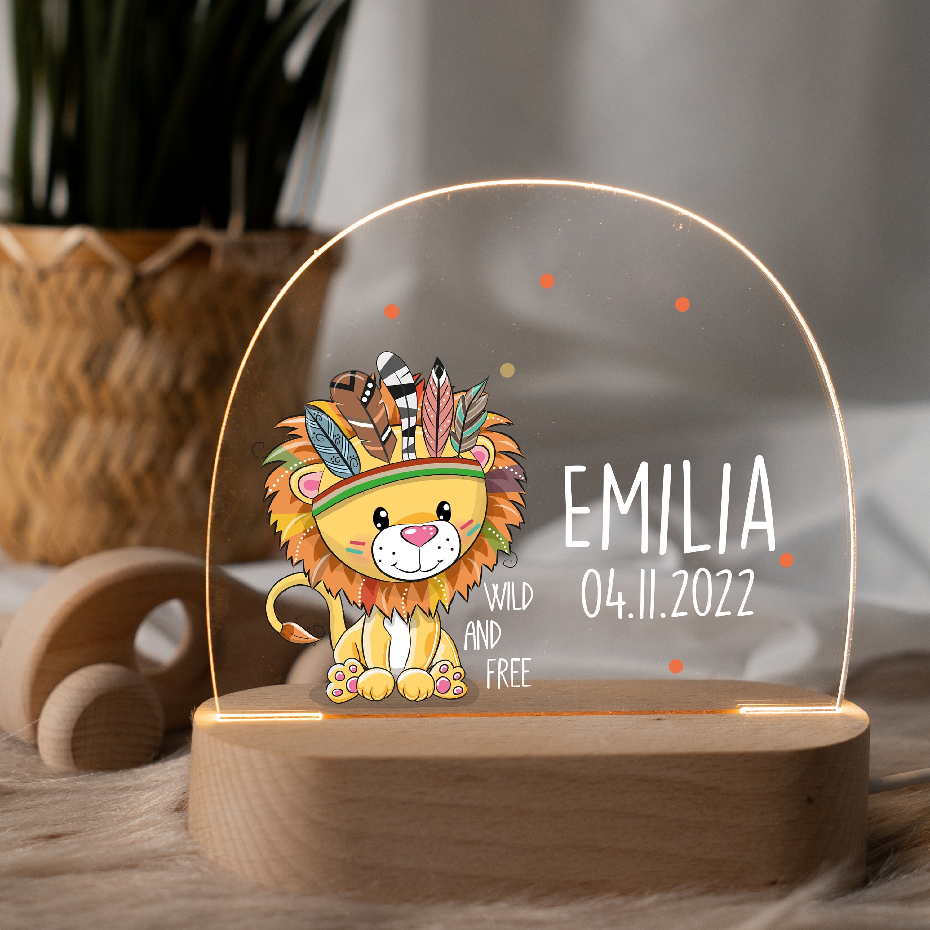 Personalized rainbow night lamp made of acrylic, baby gift birth, christening gift, children's room, birthday gift, bedside lamp
