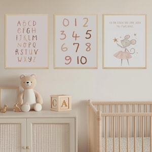 3er-Set Poster ABC und Zahlen Kinderzimmer,Babyzimmer Deko, Wandbilder, Kinderzimmer Bilder, Baby Poster, Wandbild Kind, Baby Geschenk