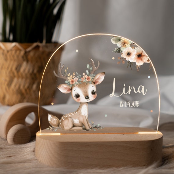 Personalisierte Kinder-Nachtlampe, Nachtlampe Acryl, Baby Geschenk, Nachtlicht Baby, LED-Nachtlicht, Geschenk zur Geburt, Taufgeschenk