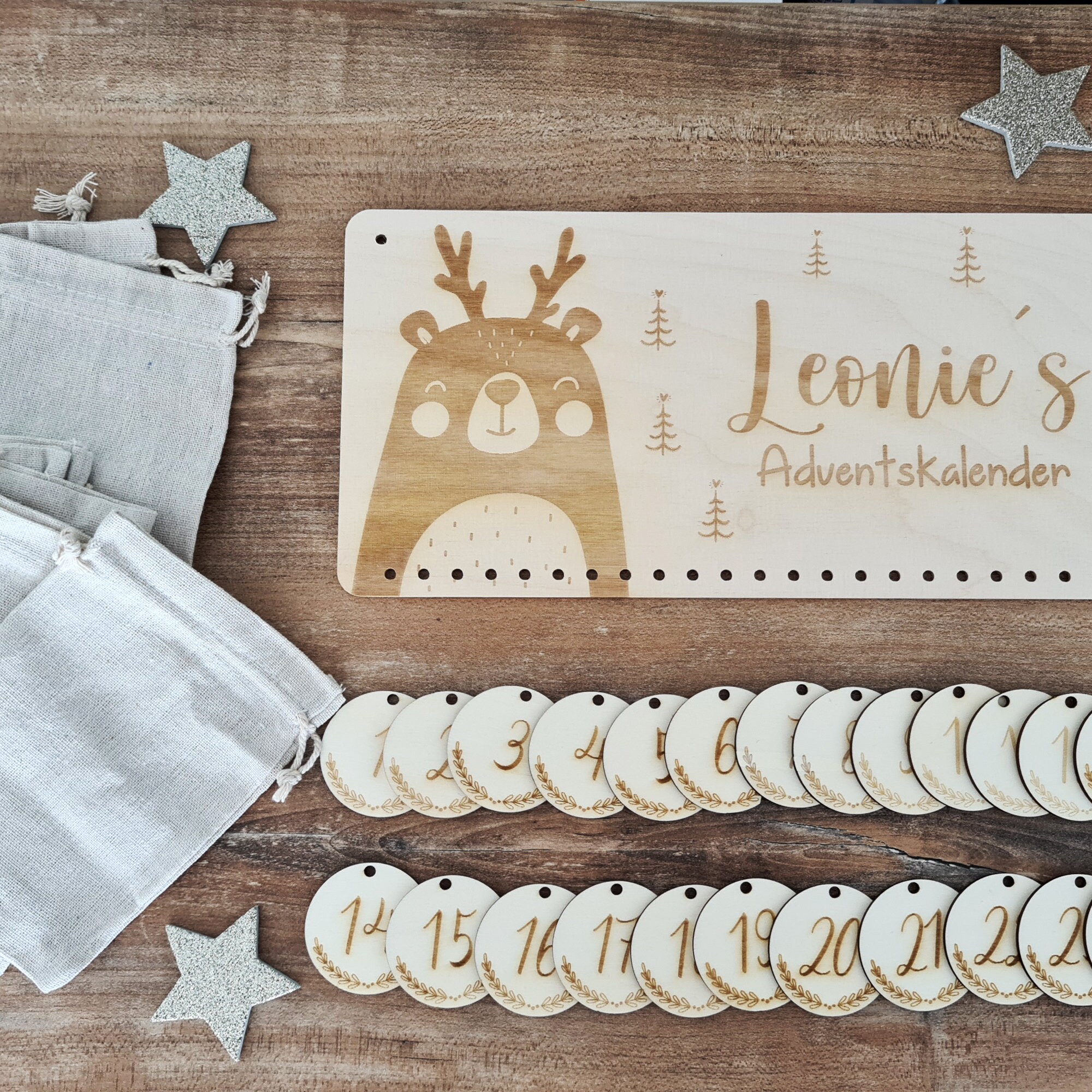Calendrier De L'Avent 2025 à Remplir Soi-même – 24 Sacs En Toile De Jute (13x18cm Et 10x15cm) Avec Corde Chanvre Et Pinces Bois