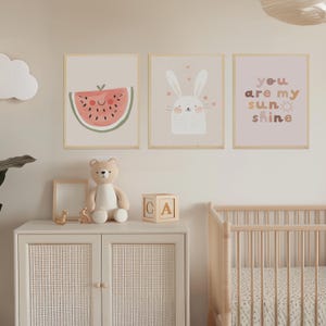Juego de 3 carteles de pared para habitación infantil: juego de carteles de afirmación para niños, carteles de ánimo, decoración de habitación de bebé, regalo para nacimiento y bautismo