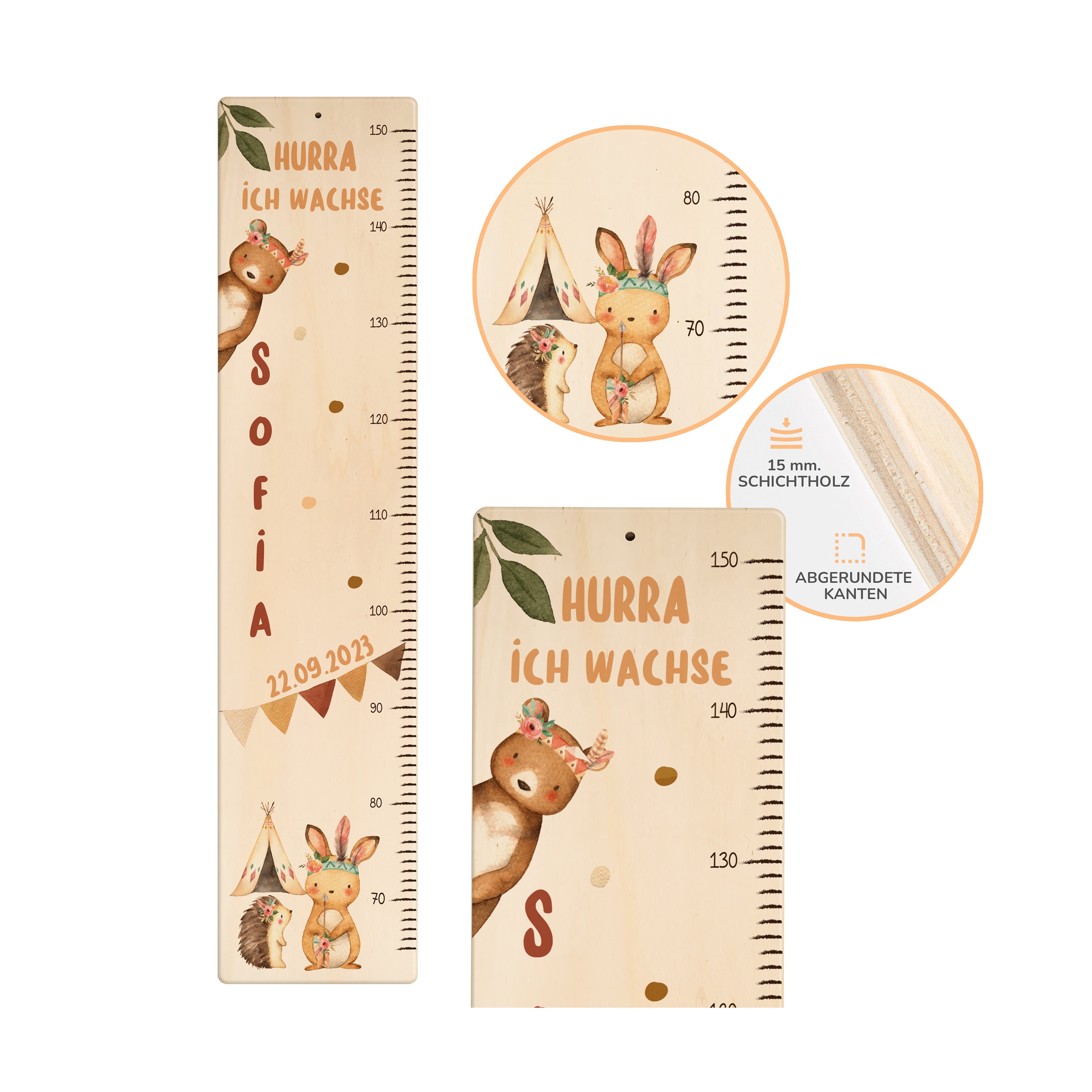 Children's height chart personalized 65 -150 cm, measuring bar, christening gift, baby gift birth, christening gift, children's room, birthday gift