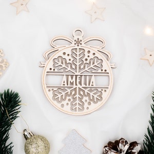 Weihnachtskugeln aus Holz mit Namen - Weihnachtsgeschenkanhänger-Personalisiertes Geschenk-Weihnachtsbaumdekoration-Weihnachtsdekoration