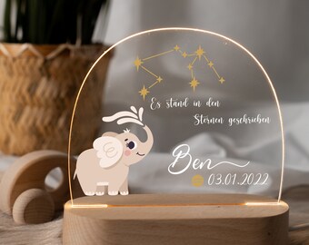 Personalisierte Sternzeichen Nachtlampe aus Acryl, Babygeschenk Geburt, Taufgeschenk, Kinderzimmer, Geburtstagsgeschenk, Nachttischlampe