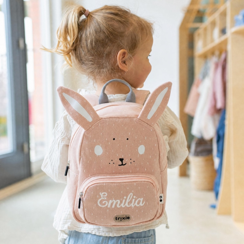 Rucksack bestickt mit Wunschname für Jungen und Mädchen, 19 Tiermotive zur Auswahl