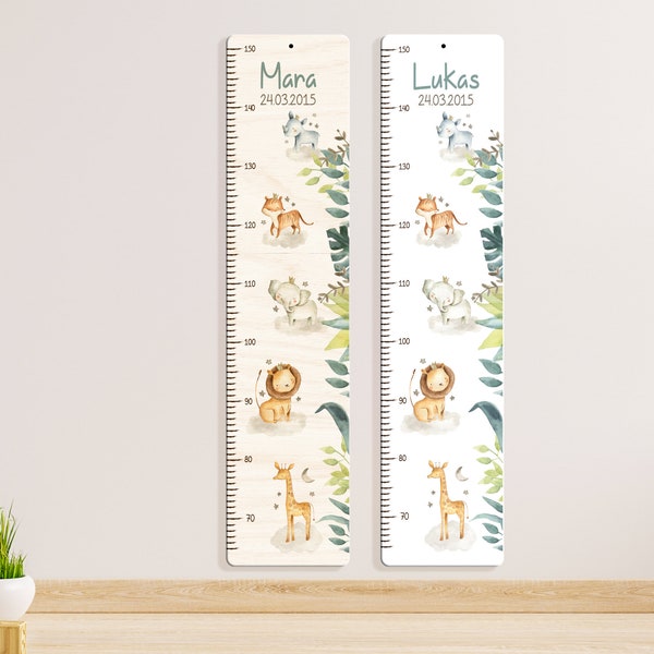 Bâton de mesure personnalisé 65 -150 cm en bois, personnalisé avec nom et motif, barre de mesure, cadeau de baptême, chambre d'enfant, anniversaire Kidsmood