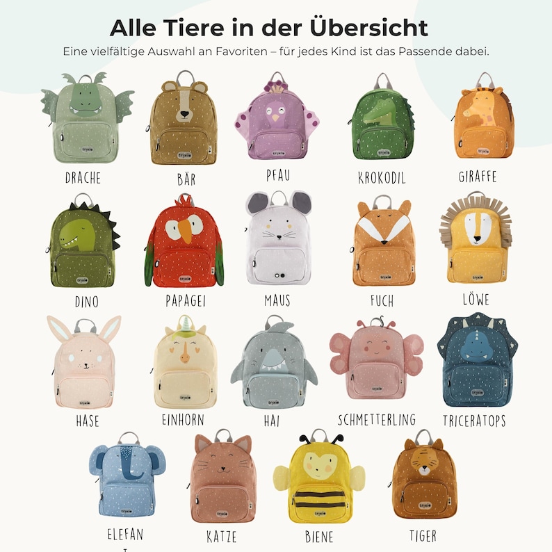 Kinderrucksack mit Namen bestickt auf der Vordertasche, Bär-Motiv mit Öhrchen in Tierform