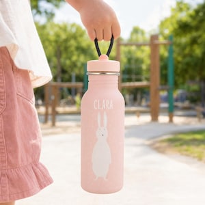 Trinkflasche mit Namen für Jungen und Mädchen, 19 Tiermotive zur Auswahl im Drop-down