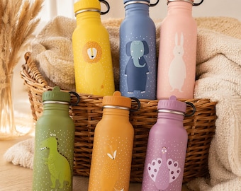 Trixie Personalized Children's Water Bottle with Name, Stainless Steel, 19 Animal Designs – 350 & 500 ml, Gift for Daycare, Kindergarten, School, Back to School