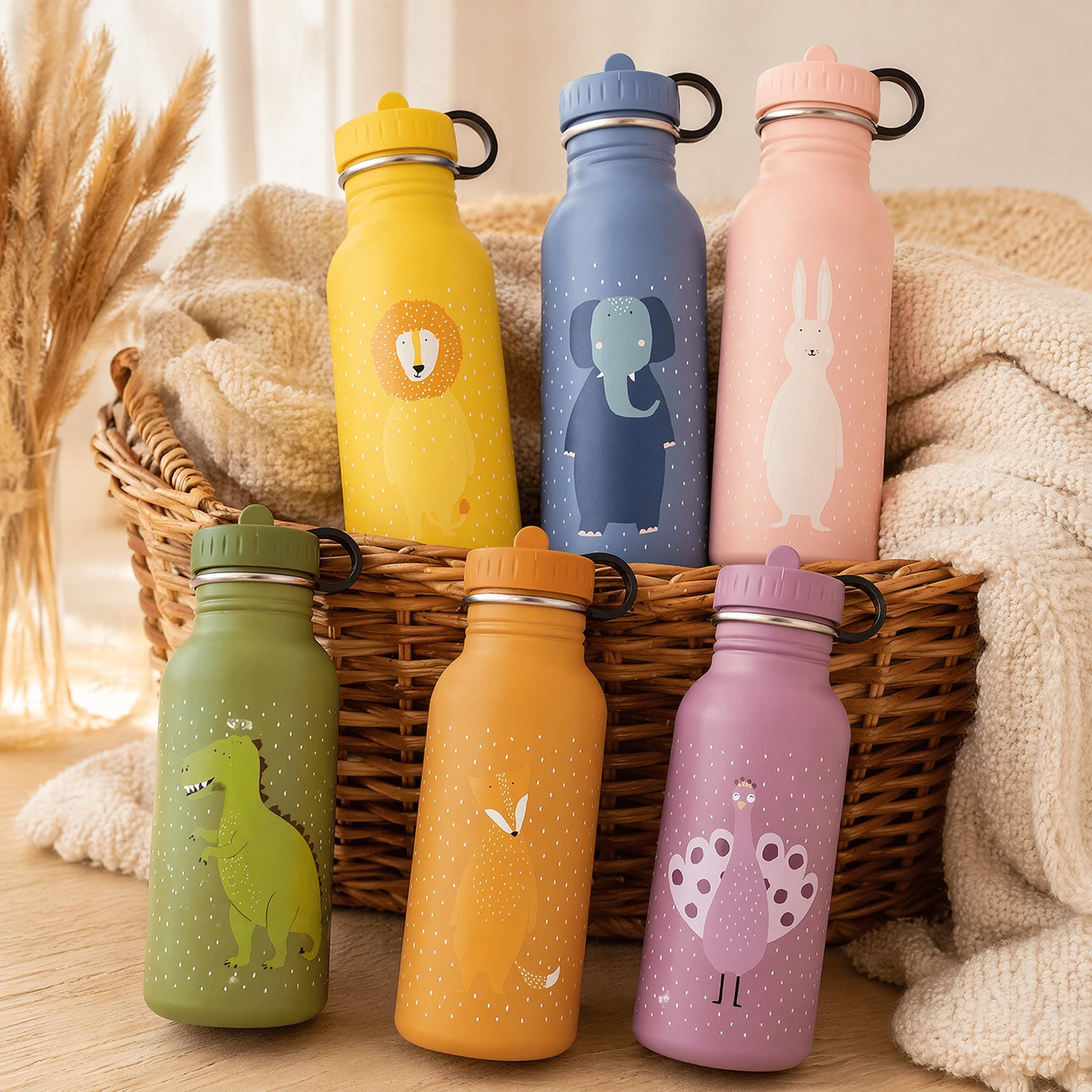 Trixie Trinkflasche Kinder personalisiert mit Name, Edelstahl, 19 Tiermotive – 350 & 500 ml, Kita Kindergarten Schule Einschulung Geschenk