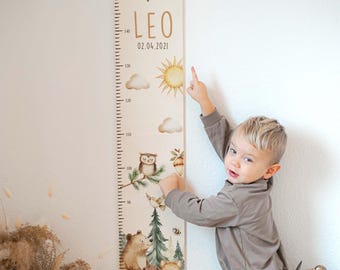 Personalized growth chart in wood or aluminum composite for children with name, gift for birth, christening, 1st birthday, children's room decoration for girls and boys