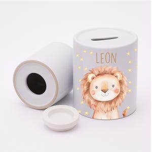 Spardose personalisiert mit Namen, Keramik Sparbüchse für Kinder, Taufgeschenk Baby, Geburtstagsgeschenk mit Tiermotiv, Weihnachten