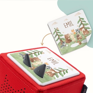 Toniebox Schutzfolie personalisiert mit Namen, Aufkleber selbstklebend kratzfest, kidsmood Sticker für Musikbox, Aufkleber personalisiert
