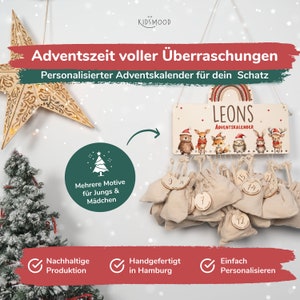 Personalisierter Adventskalender mit Name, Weihnachten, Adventskalender aus Holz, Advent, Jutesäckchen, Adventskalender zum befüllen, Kinder Bild 5