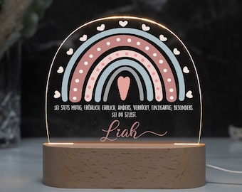 Personalized rainbow night lamp made of acrylic, baby gift for birth, christening gift, nursery gift, birthday gift, bedside lamp